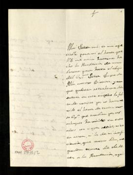Carta de Antonio Tavira a Juan Trigueros en la que acepta el encargo de hacer el elogio del duque...