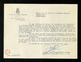 Carta de Ramón Espantaleón Molina, secretario del Instituto de Estudios Giennenses, a Melchor Fer...