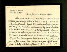 Carta de Antonio Alcalá Venceslada a Francisco Rodríguez Marín en la que le agradece el envío del...